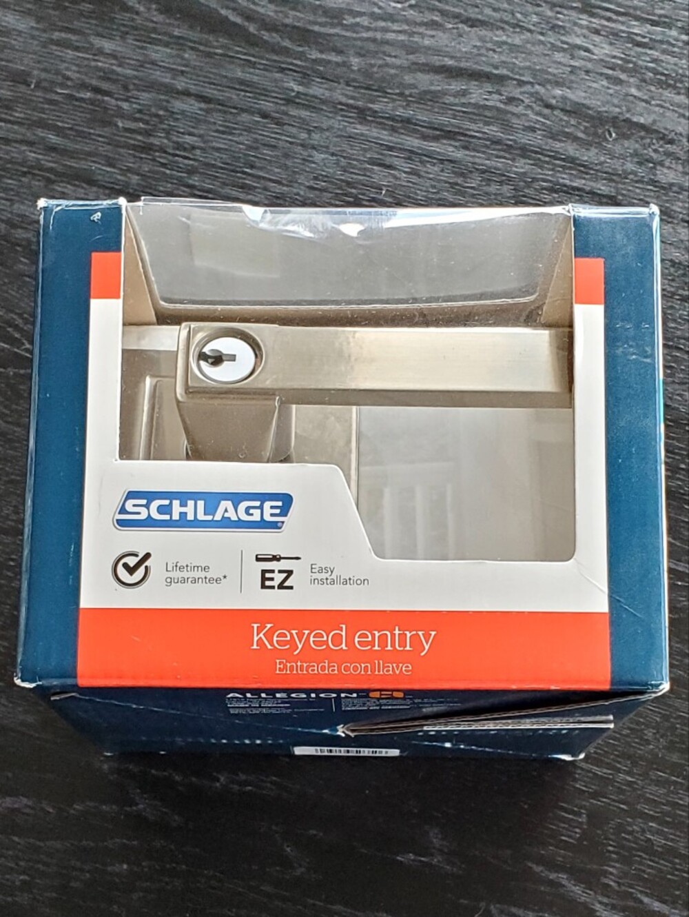 Schlage "Northbrook" Satin Nickel Keyed Entry Complete Lockset Door Handles NWT